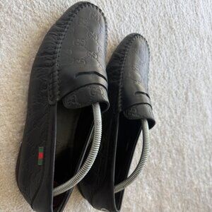 Gucci Signature GG Monogram Drivers - Black Leather - Size 8.5 EU